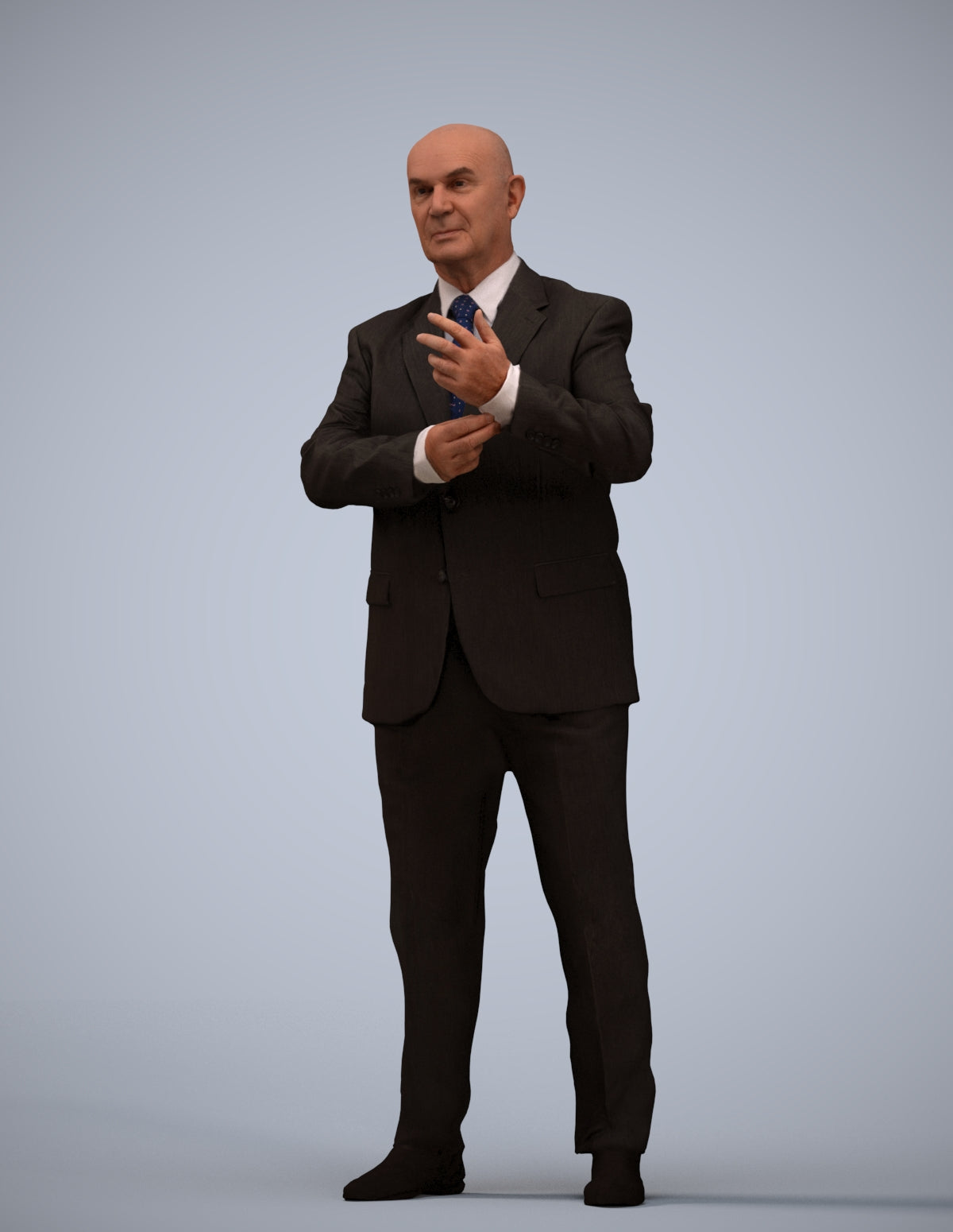 scanned 3D senior man business, photogrammetry people for Enscape and V-Ray