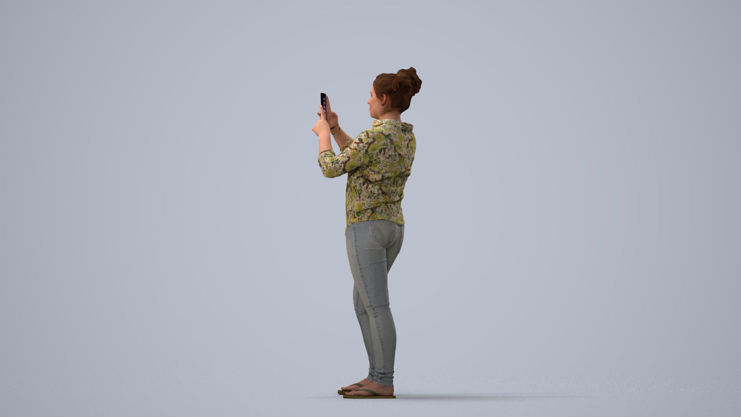 3D people model man casual standing, scanned human for 3ds Max rendering, three-quarter view render