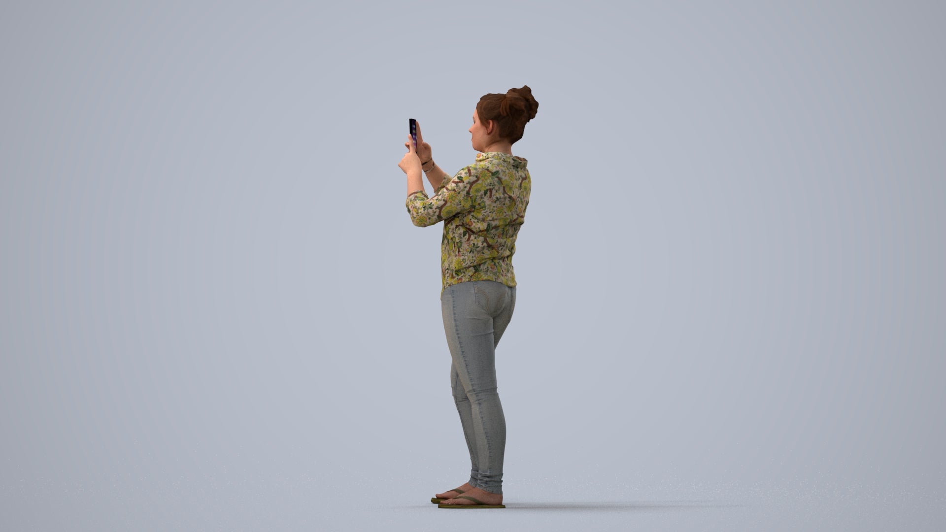 3D people model man casual standing, scanned human for 3ds Max rendering, three-quarter view render