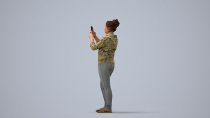 3D people model man casual standing, scanned human for 3ds Max rendering, three-quarter view render