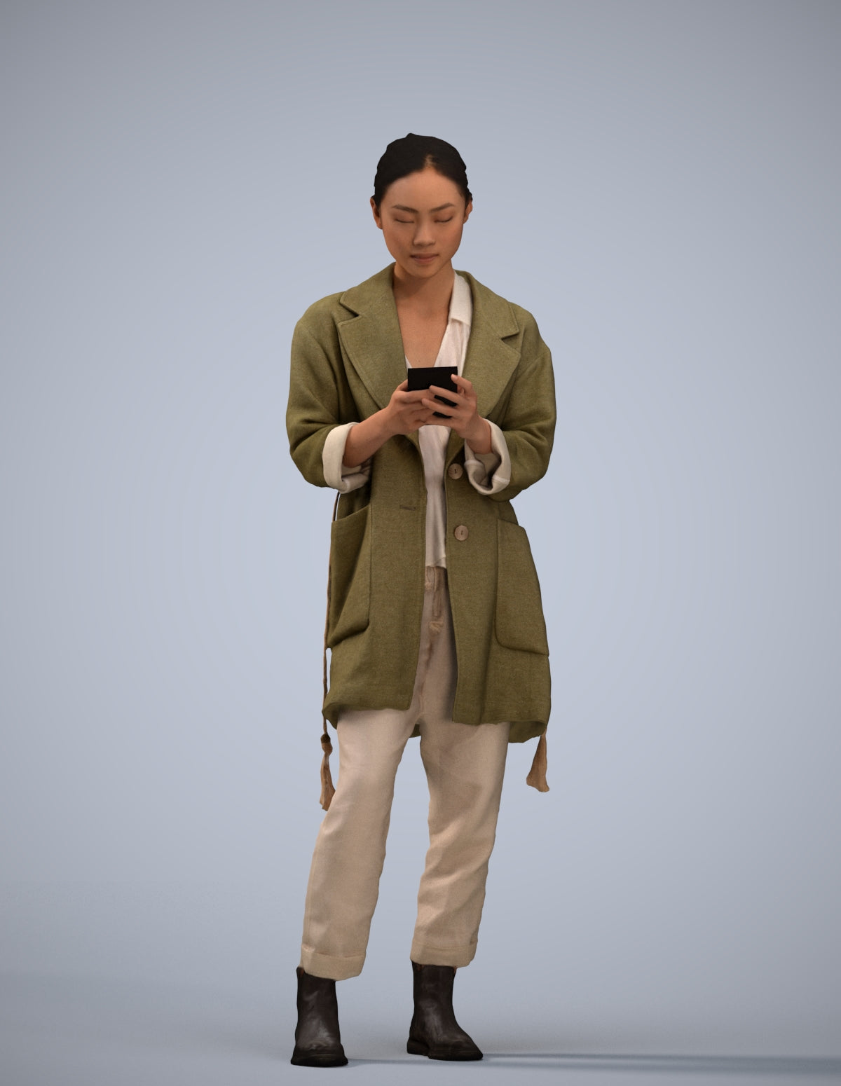 realistic 3D people woman casual standing, render-ready for V-Ray and Corona, FBX OBJ