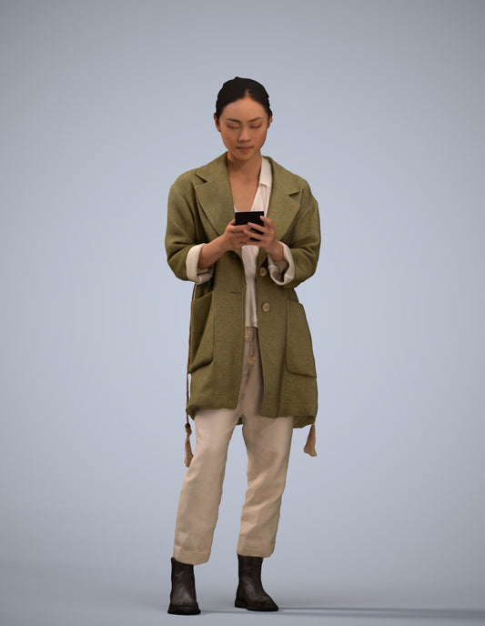 realistic 3D people woman casual standing, render-ready for V-Ray and Corona, FBX OBJ