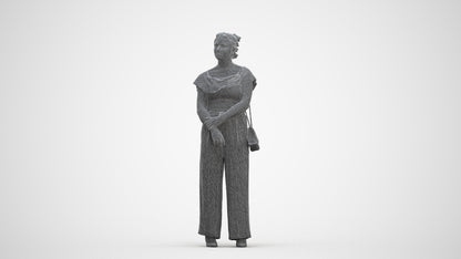 3D people model woman casual standing, scanned human for 3ds Max rendering, three-quarter front view render