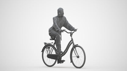 3D human model woman casual cycling, photogrammetry scanned person for archviz, three-quarter front view render