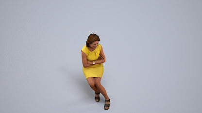 scanned 3D woman business sitting, photogrammetry people for Enscape and V-Ray, back view render