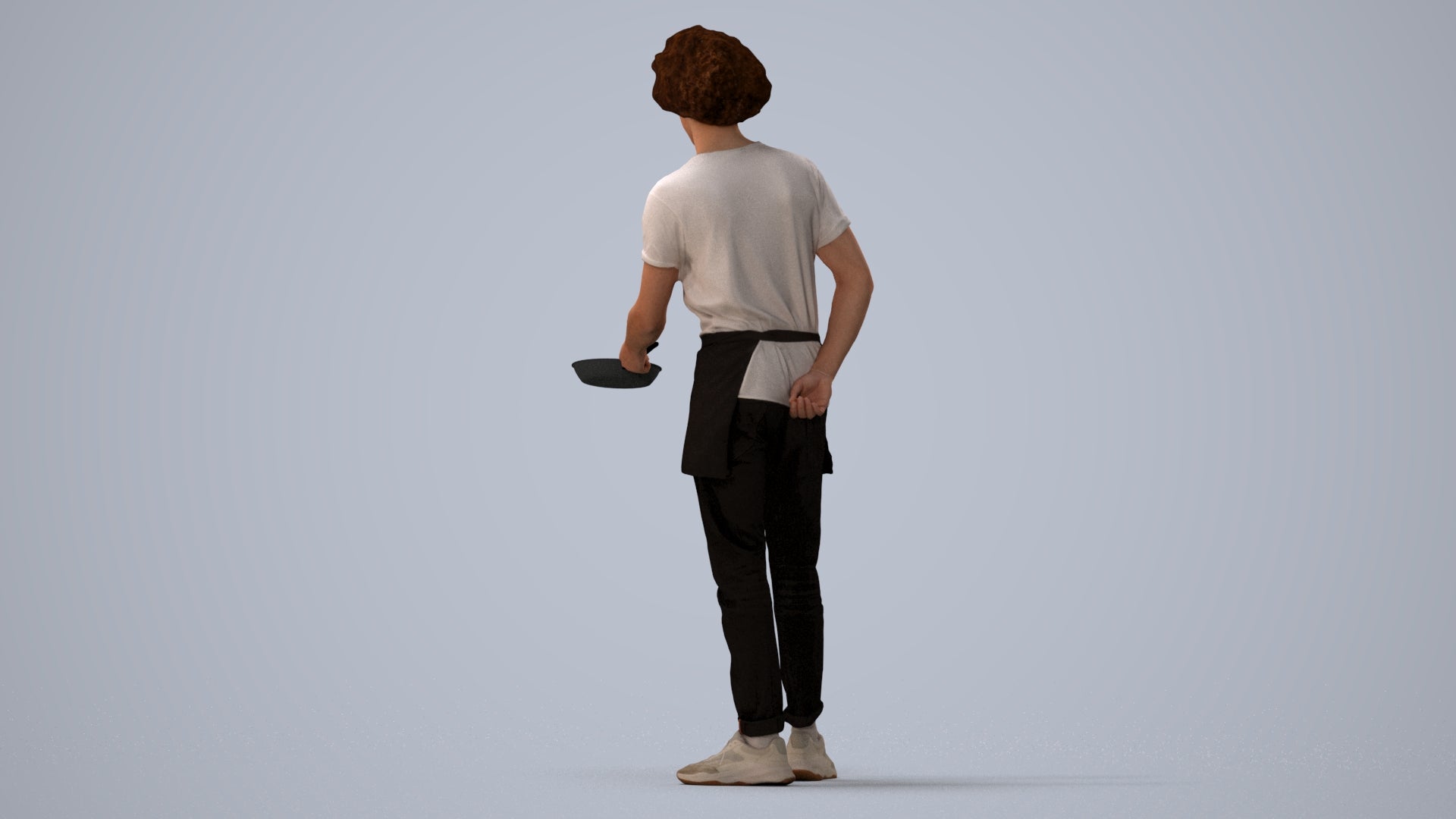 3D scanned man standing, photorealistic archviz people for Enscape and SketchUp, three-quarter view render