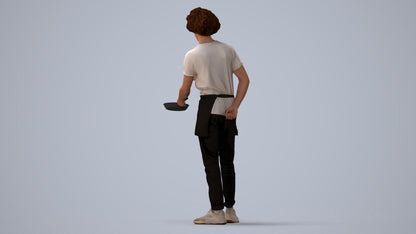 3D scanned man standing, photorealistic archviz people for Enscape and SketchUp, three-quarter view render