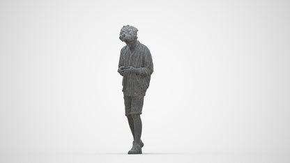 3D human model boy casual kids, photogrammetry scanned person for archviz, wireframe back view