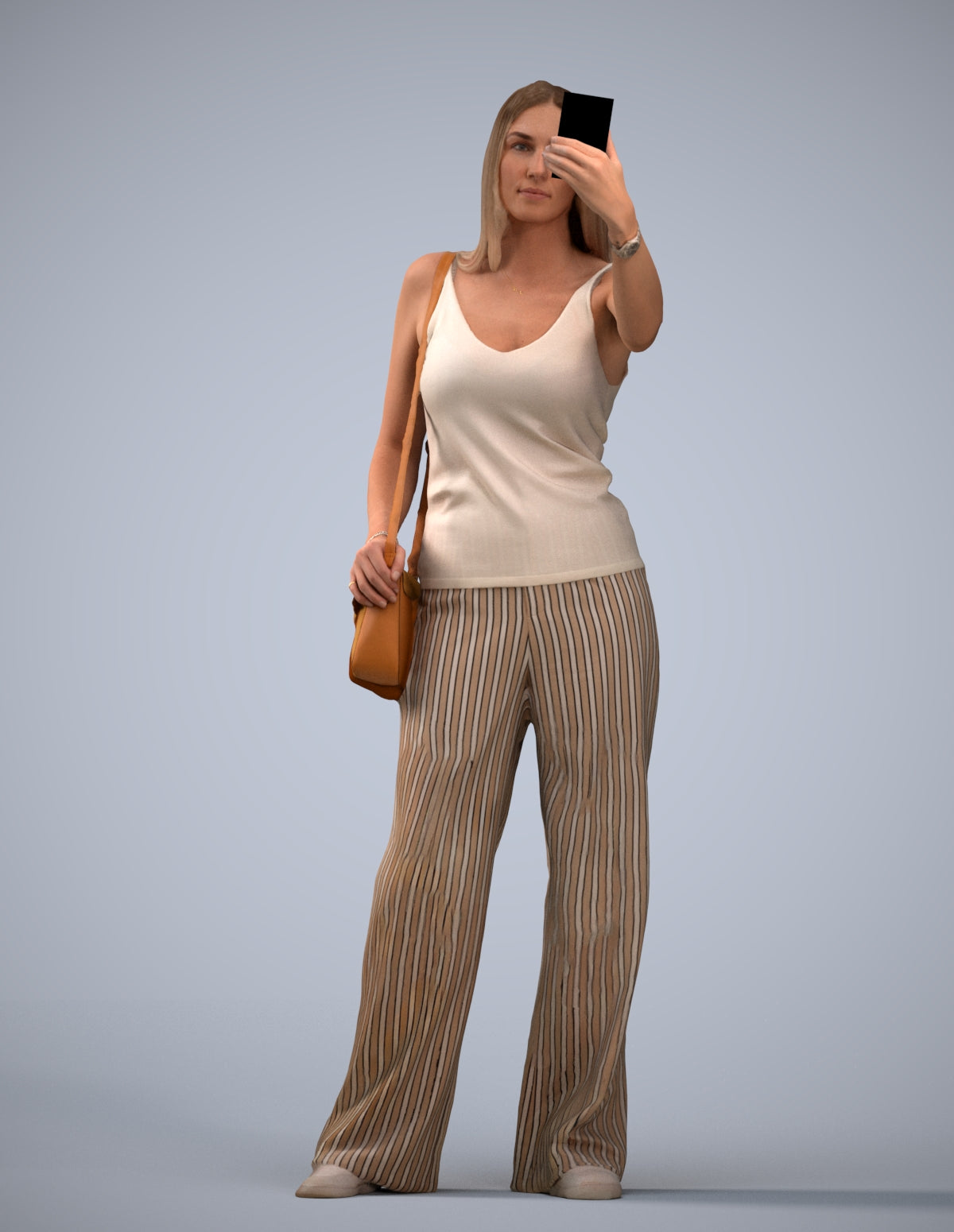 3D people model woman casual standing, scanned human for 3ds Max rendering