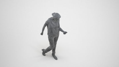 3D scanned woman standing casual, photorealistic archviz people for Enscape and SketchUp, wireframe three-quarter view