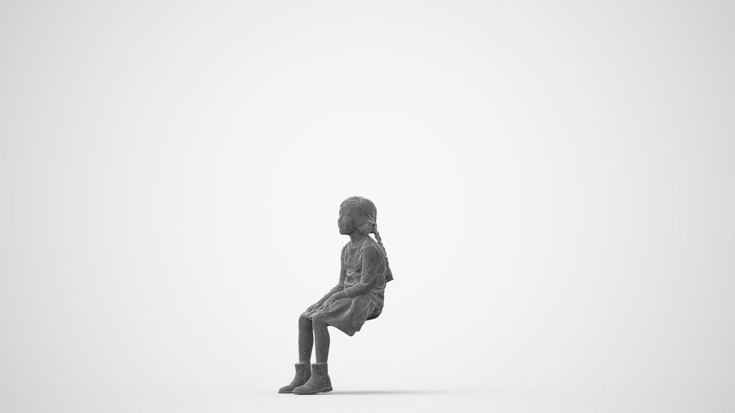 realistic 3D human girl casual kids, archviz people FBX OBJ for Blender, square thumbnail