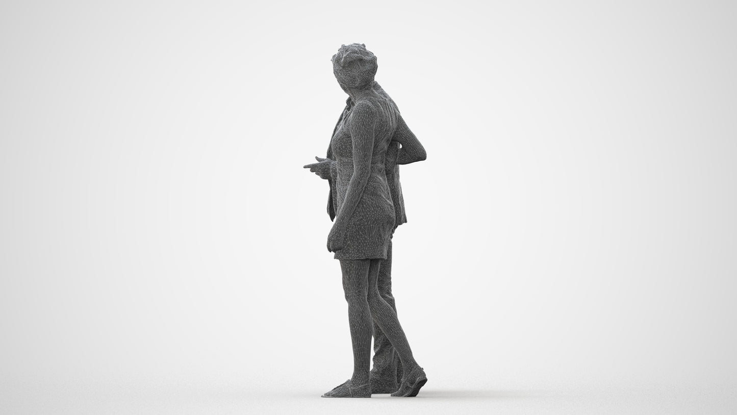 realistic 3D people woman casual couple, render-ready for V-Ray and Corona, FBX OBJ, square thumbnail