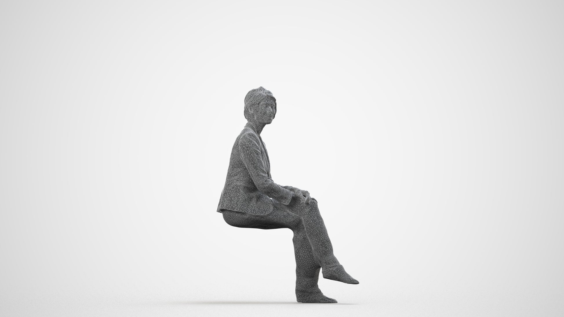 photogrammetry 3D woman business, realistic human model archviz FBX, wireframe side view