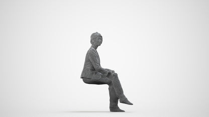photogrammetry 3D woman business, realistic human model archviz FBX, wireframe side view