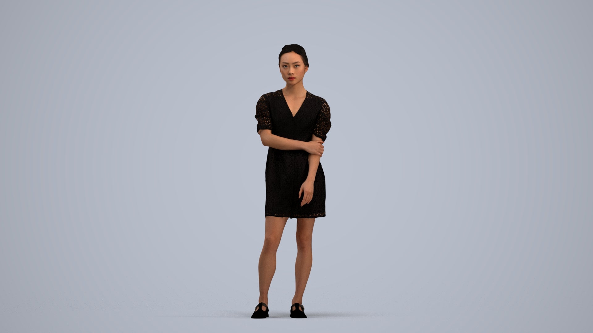 realistic 3D human woman business standing, archviz people FBX OBJ for Blender, standing pose render