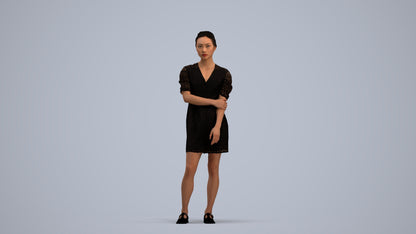 realistic 3D human woman business standing, archviz people FBX OBJ for Blender, standing pose render