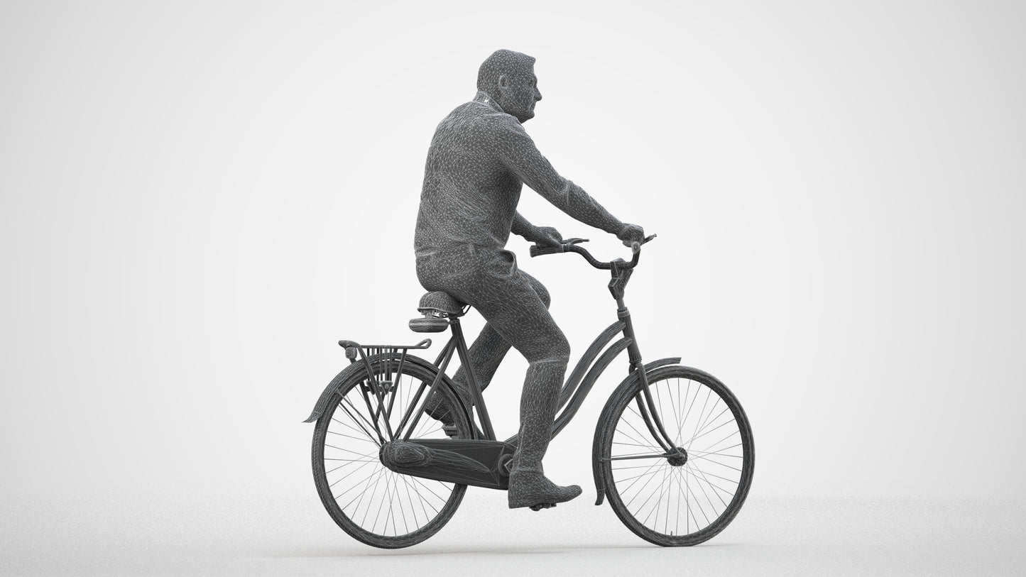 realistic 3D people man casual cycling, render-ready for V-Ray and Corona, FBX OBJ, wireframe side view