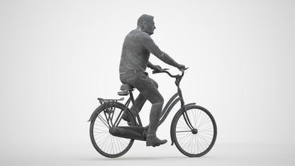realistic 3D people man casual cycling, render-ready for V-Ray and Corona, FBX OBJ, wireframe side view