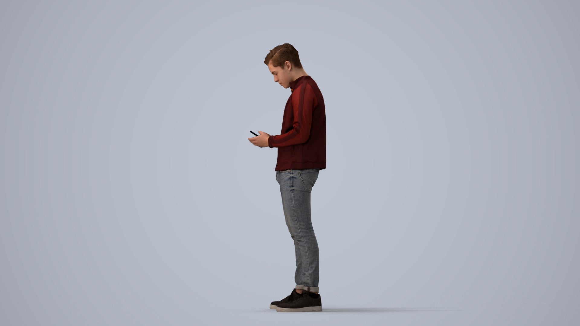 scanned 3D boy casual kids, photogrammetry people for Enscape and V-Ray, three-quarter view render