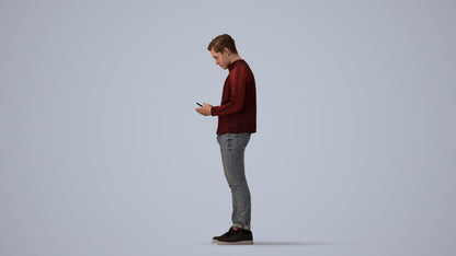 scanned 3D boy casual kids, photogrammetry people for Enscape and V-Ray, three-quarter view render
