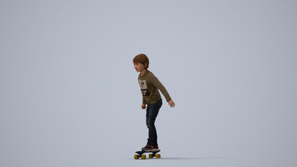 3D scanned boy kids casual, photorealistic archviz people for Enscape and SketchUp, three-quarter view render