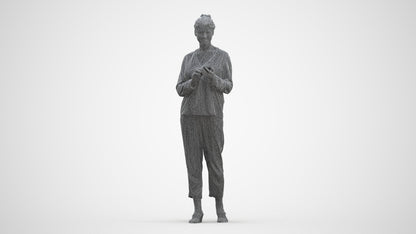 scanned 3D woman casual standing, photogrammetry people for Enscape and V-Ray, three-quarter front view render