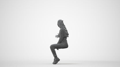3D people model woman sport sitting, scanned human for 3ds Max rendering, square thumbnail