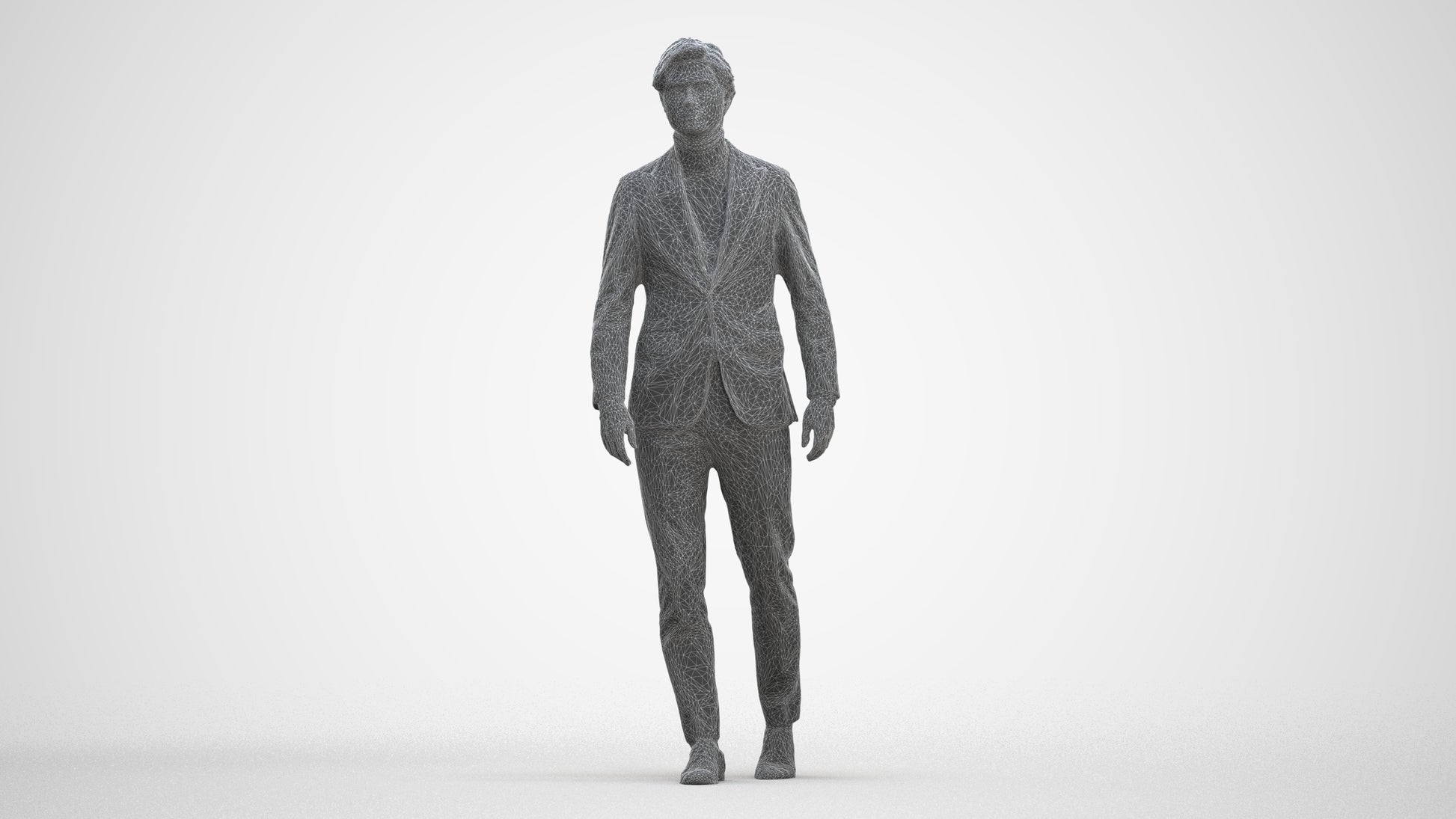 3D people model man business, scanned human for 3ds Max rendering, three-quarter front view render