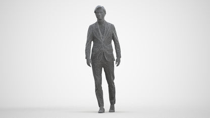 3D people model man business, scanned human for 3ds Max rendering, three-quarter front view render