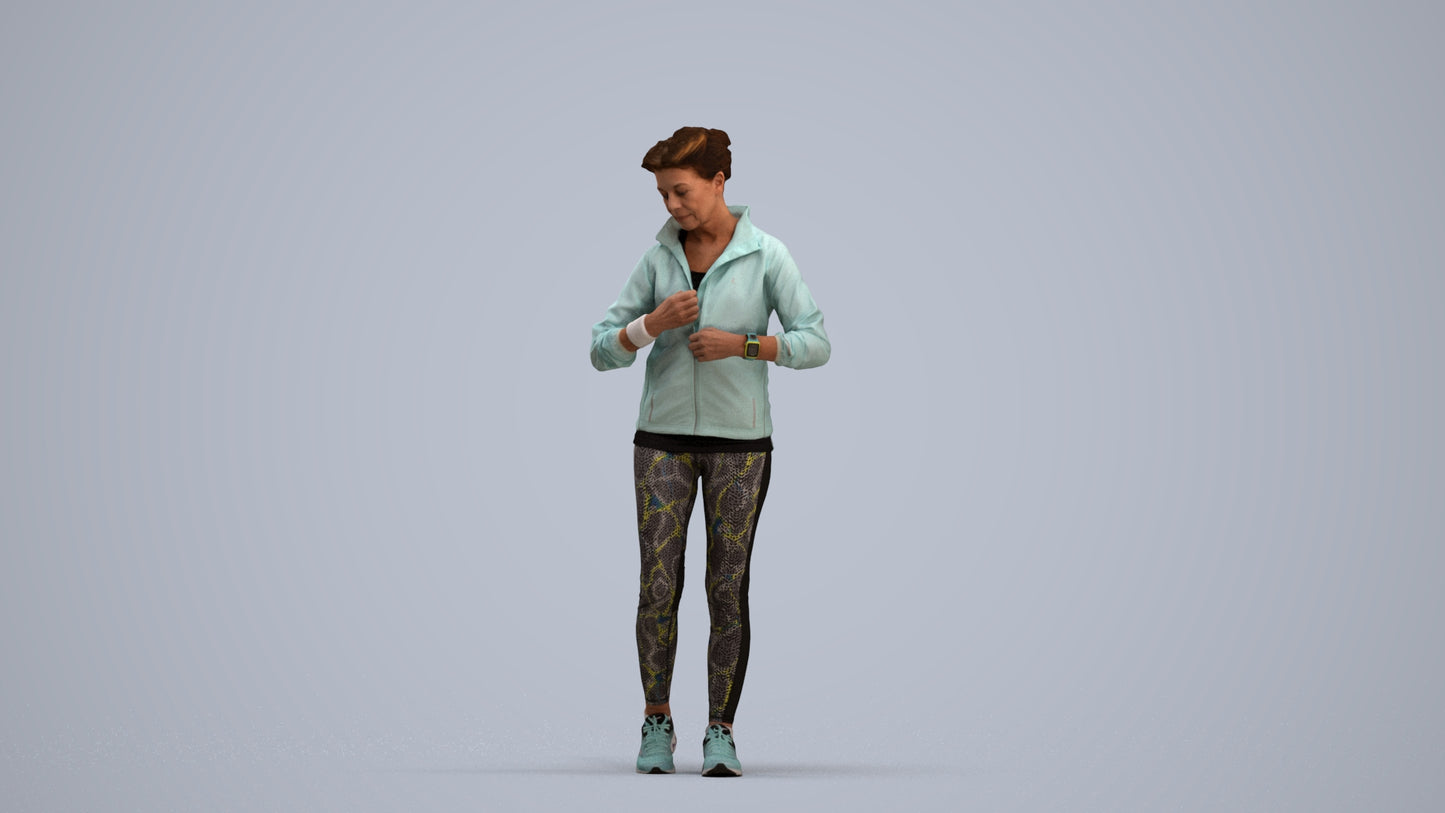 3D people model woman sport, scanned human for 3ds Max rendering, standing pose render
