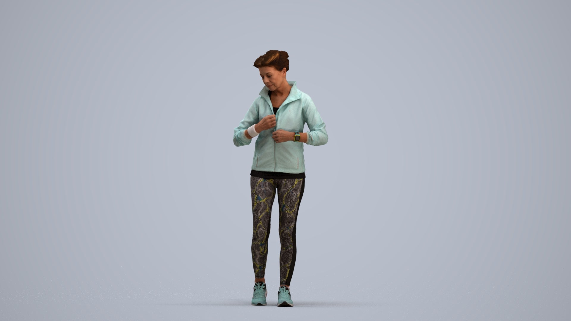 3D people model woman sport, scanned human for 3ds Max rendering, standing pose render