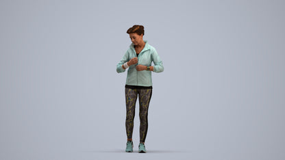 3D people model woman sport, scanned human for 3ds Max rendering, standing pose render