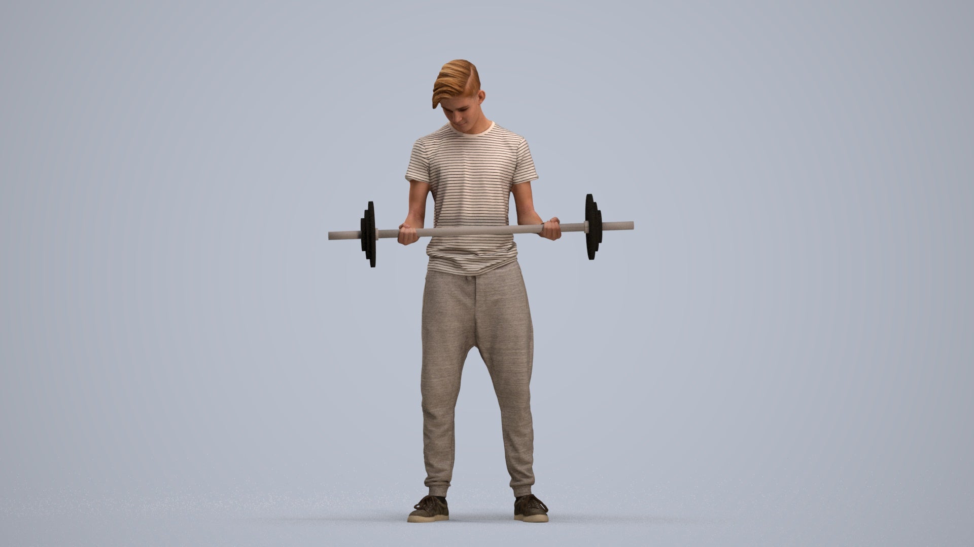 3D human model man sport, photogrammetry scanned person for archviz, standing pose render
