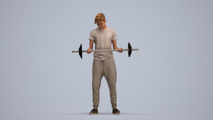 3D human model man sport, photogrammetry scanned person for archviz, standing pose render