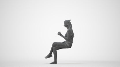 realistic 3D people girl casual sitting, render-ready for V-Ray and Corona, FBX OBJ, square thumbnail