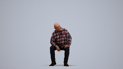realistic 3D people senior man casual sitting, render-ready for V-Ray and Corona, FBX OBJ, standing pose render