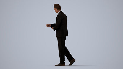 photogrammetry 3D man business, realistic human model archviz FBX, three-quarter view render