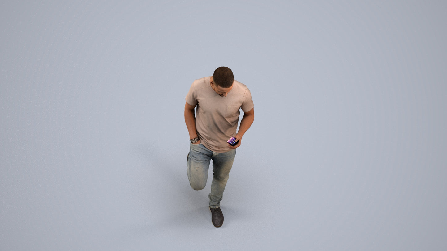 realistic 3D people man casual standing, render-ready for V-Ray and Corona, FBX OBJ, back view render
