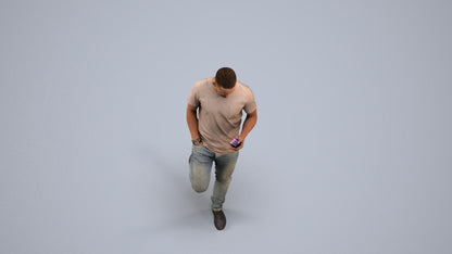 realistic 3D people man casual standing, render-ready for V-Ray and Corona, FBX OBJ, back view render