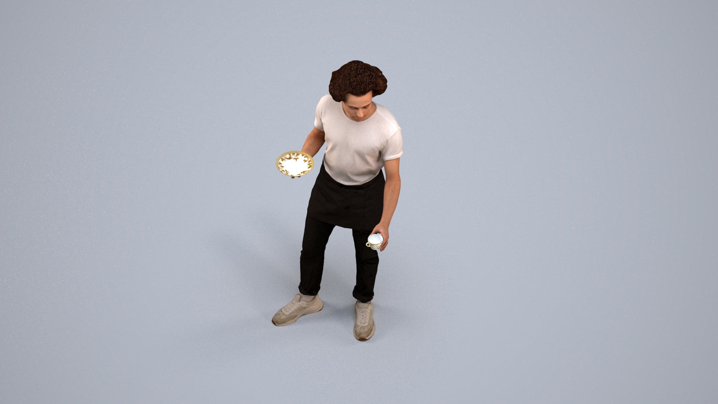 realistic 3D people man standing, render-ready for V-Ray and Corona, FBX OBJ, back view render