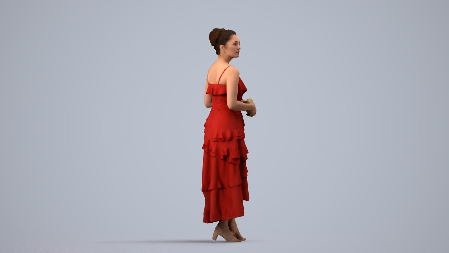 scanned 3D woman formal formalaffairs, photogrammetry people for Enscape and V-Ray, side view render