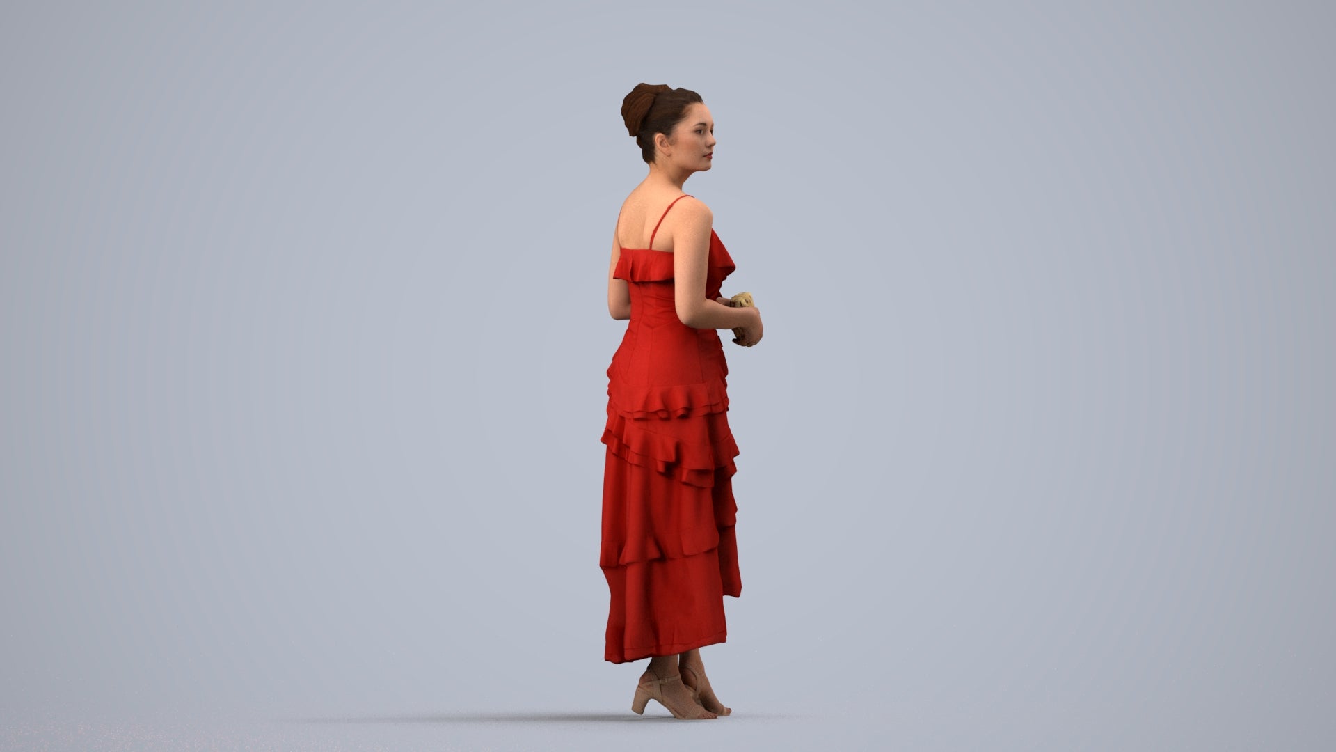 scanned 3D woman formal formalaffairs, photogrammetry people for Enscape and V-Ray, side view render