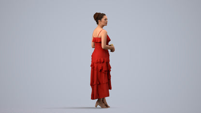 scanned 3D woman formal formalaffairs, photogrammetry people for Enscape and V-Ray, side view render