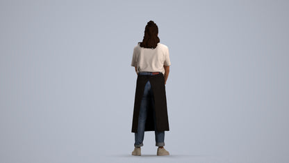 scanned 3D woman hospitality, photogrammetry people for Enscape and V-Ray, front view render
