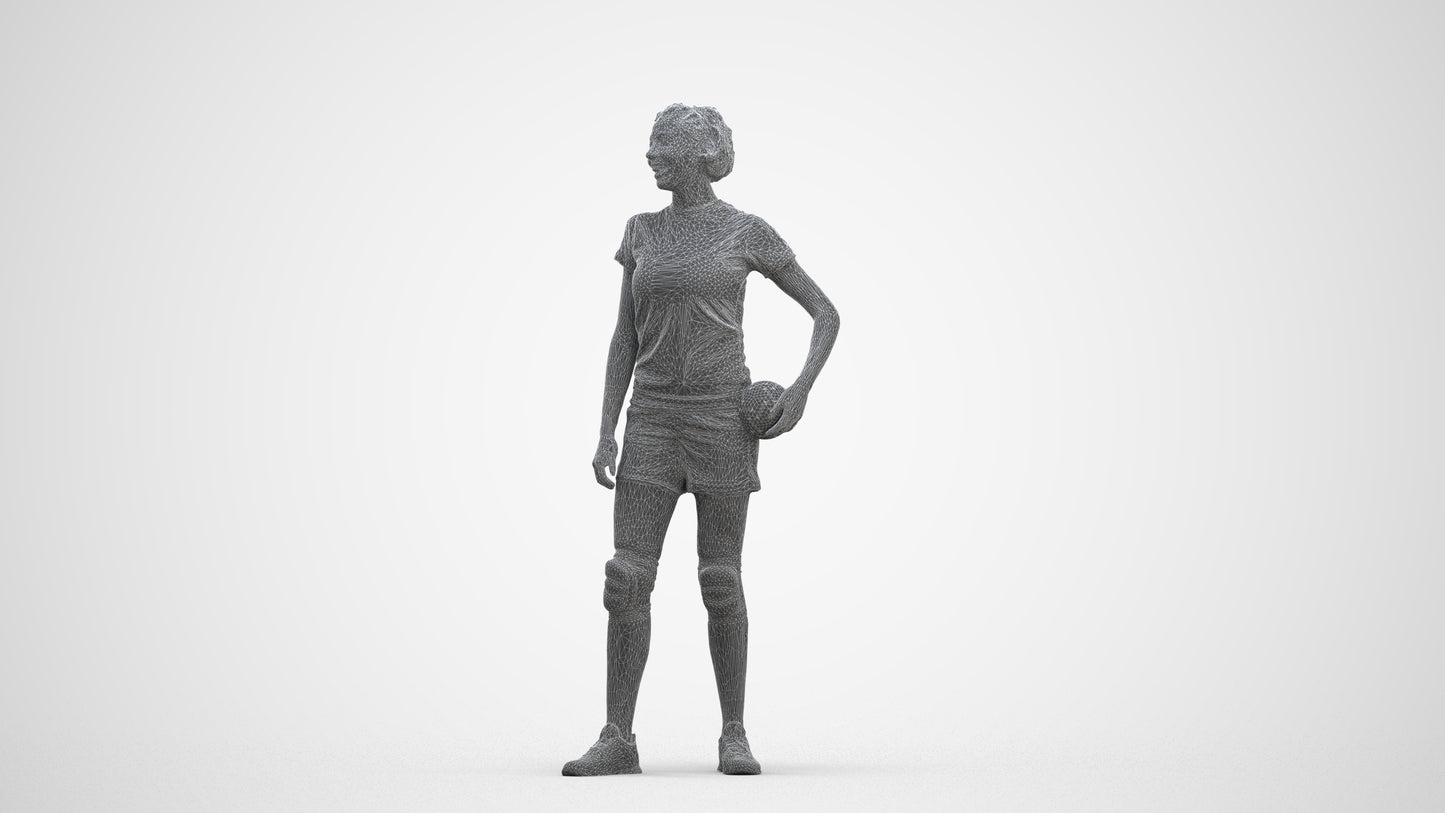 realistic 3D human woman sport, archviz people FBX OBJ for Blender, three-quarter front view render