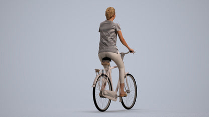 3D people model woman casual cycling, scanned human for 3ds Max rendering, front view render