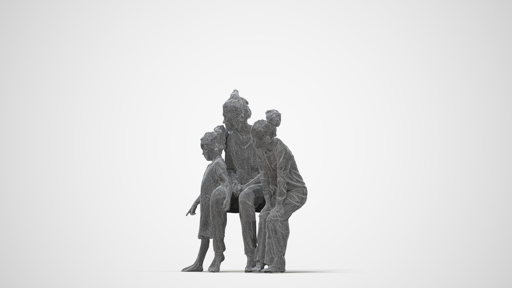 scanned 3D girl casual kids, photogrammetry people for Enscape and V-Ray, wireframe back view