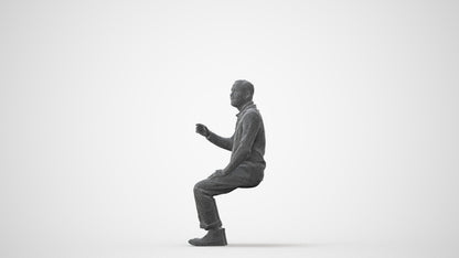 3D scanned man sitting business, photorealistic archviz people for Enscape and SketchUp, square thumbnail