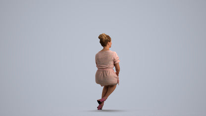3D scanned woman sitting casual, photorealistic archviz people for Enscape and SketchUp, front view render