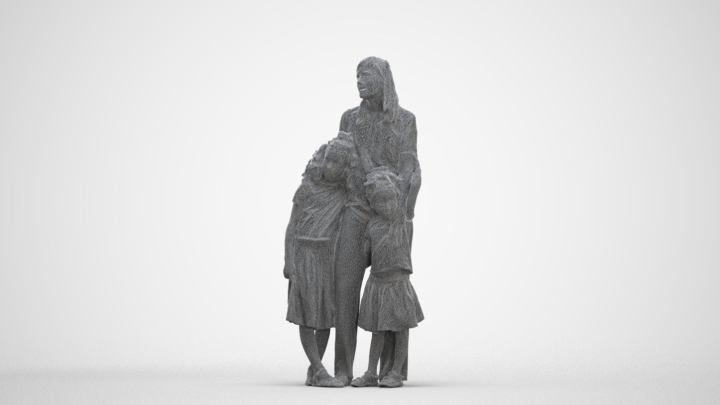 photogrammetry 3D girl casual kids, realistic human model archviz FBX, top-down view render